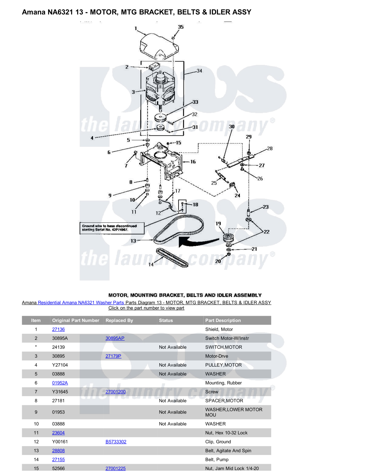 Amana NA6321 Parts Diagram