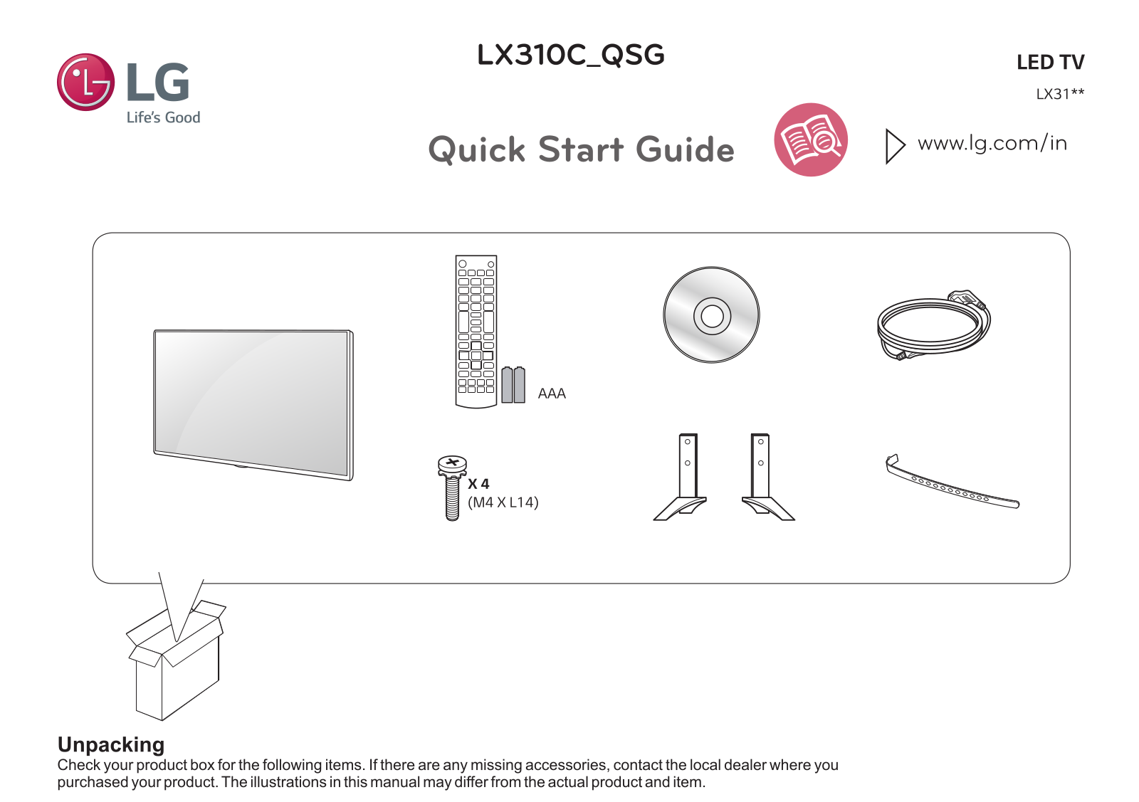 LG 43LX310C-TA QUICK SETUP GUIDE