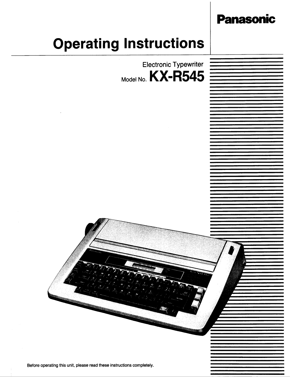 Panasonic kx-r545 Operation Manual