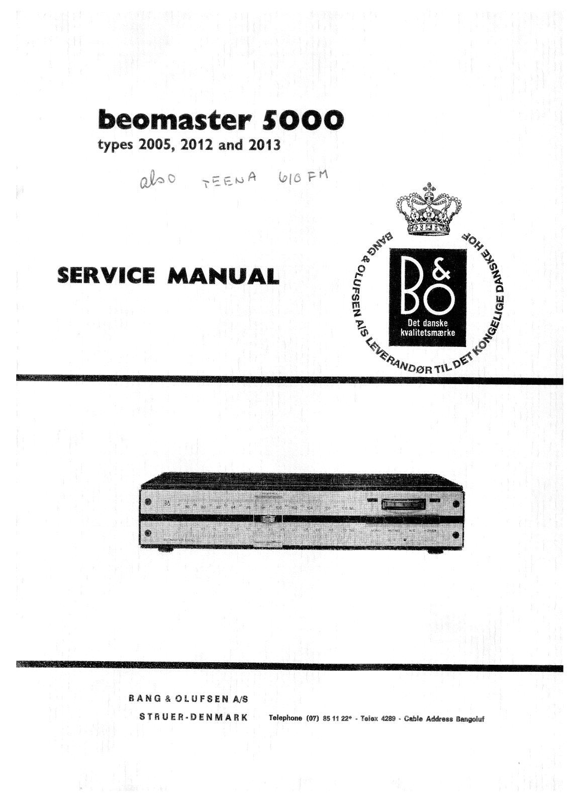 Bang and Olufsen Beomaster 5000 Service manual