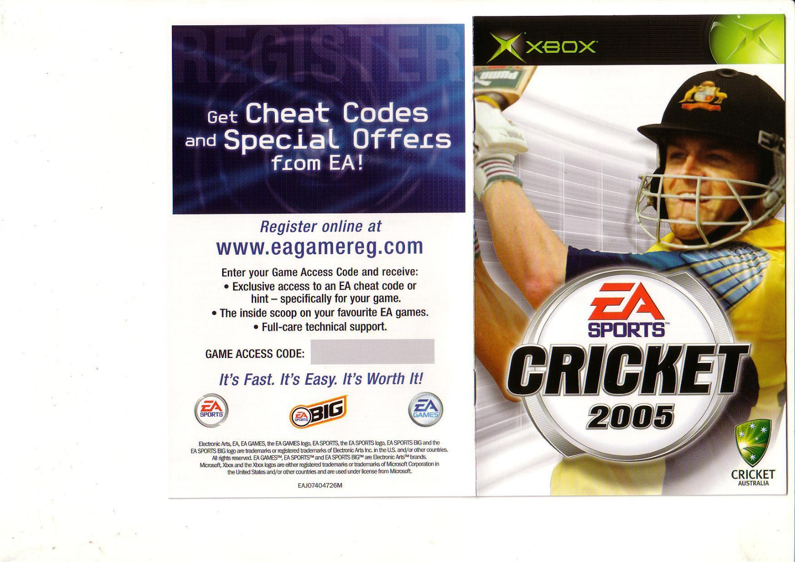 Games Microsoft XBOX CRICKET 2005 User Manual