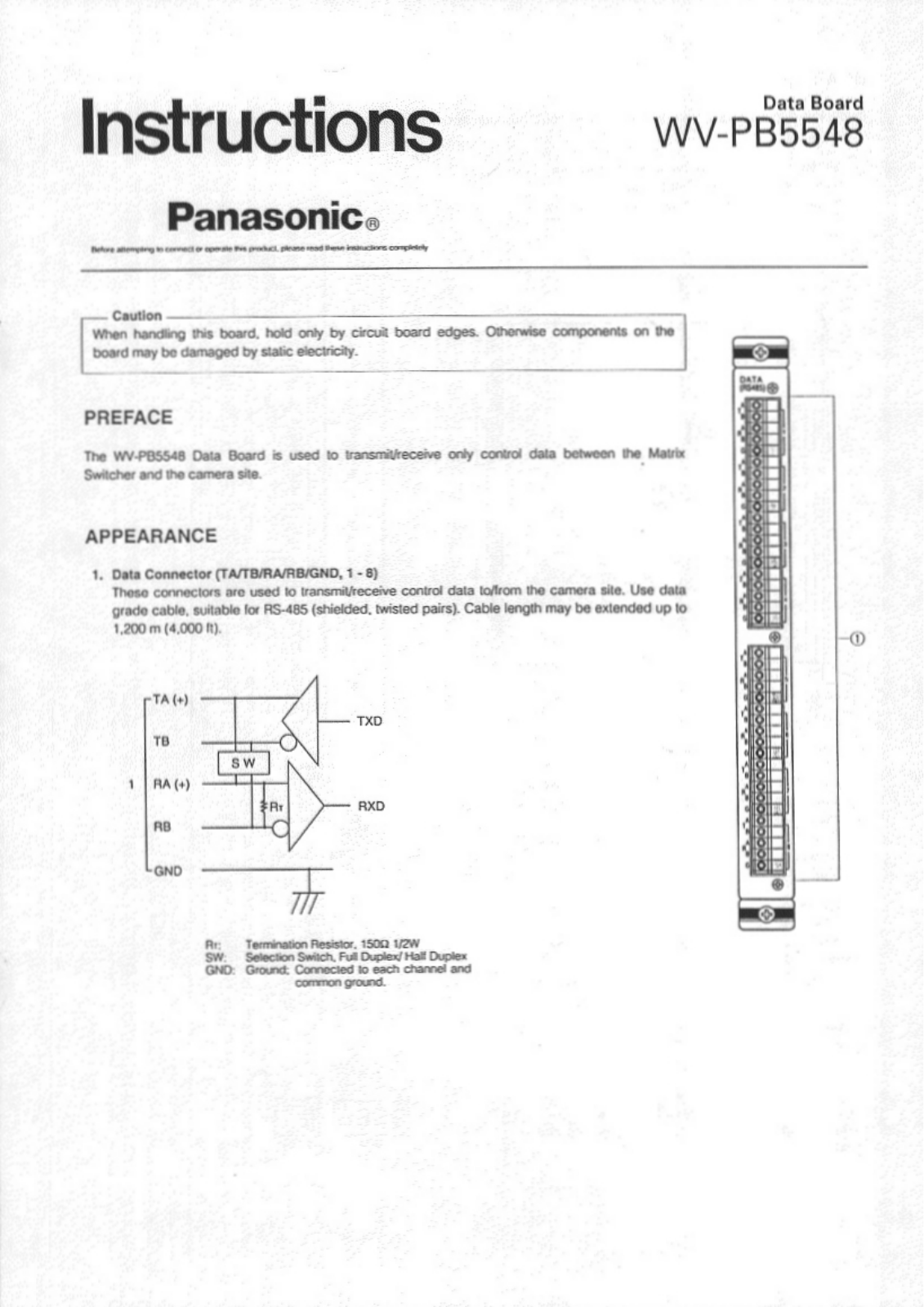 Panasonic WV-PB5548 User Manual