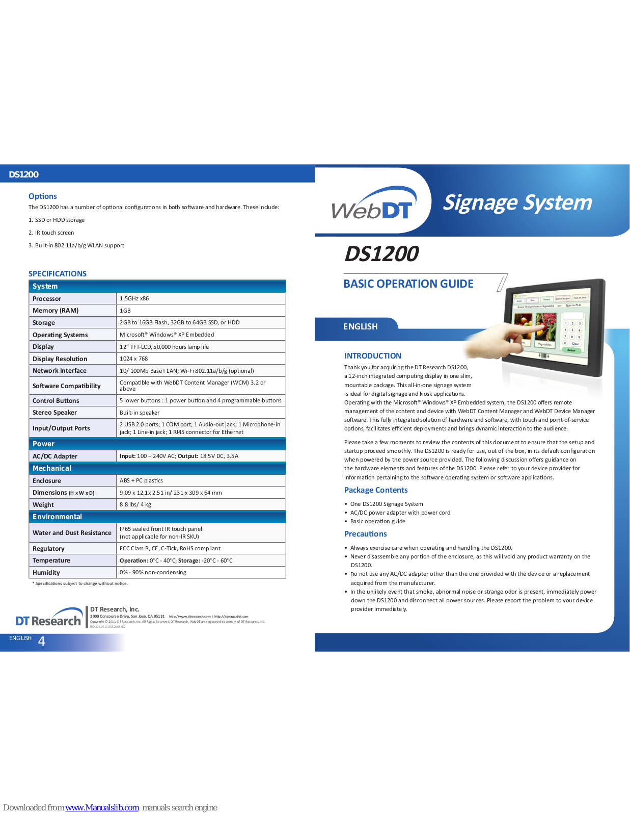 WebDT DS1200 Basic Operation Manual