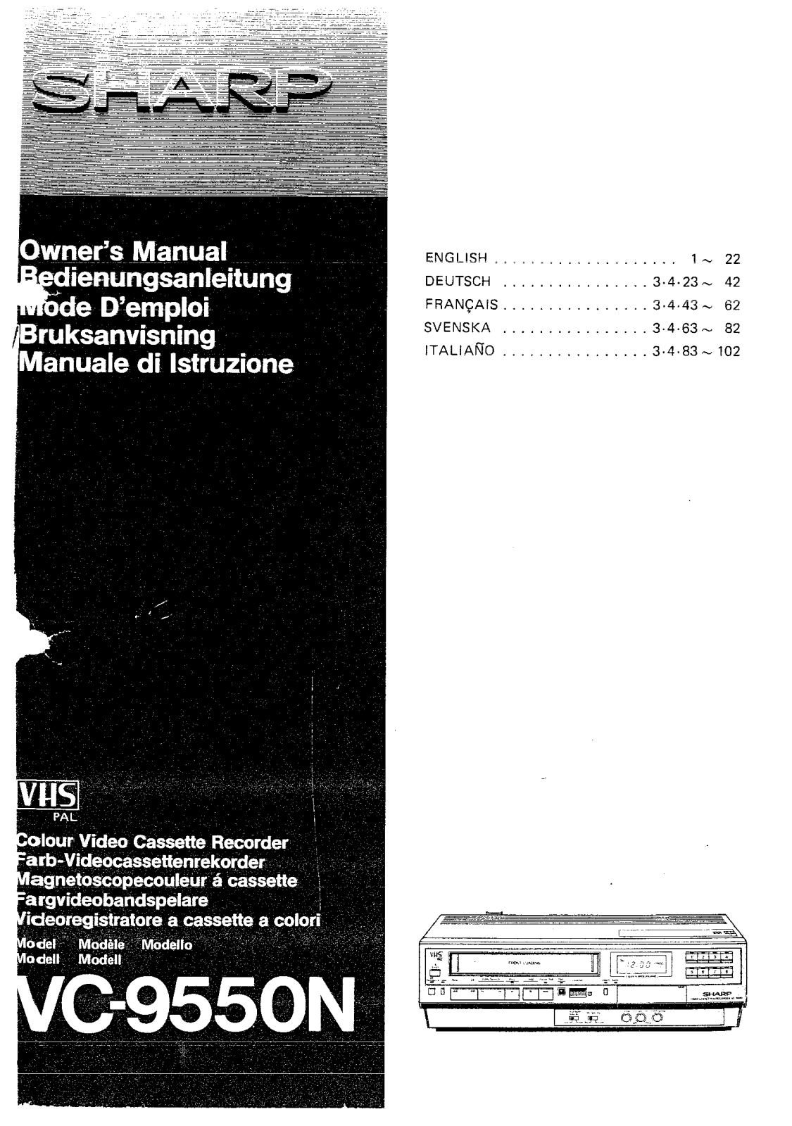 Sharp VC-9550N User Manual