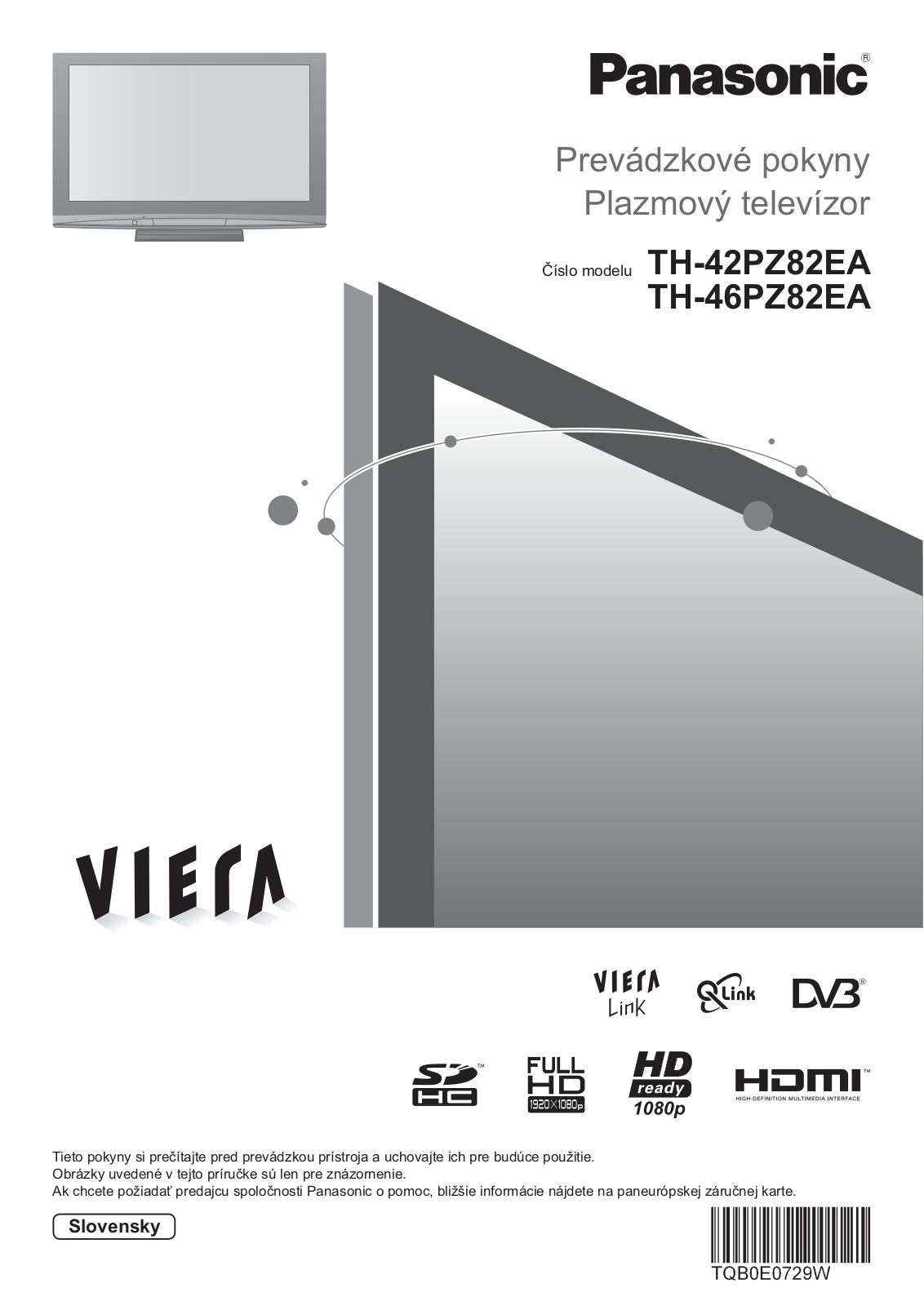 PANASONIC TH-42PZ82EA, TH-46PZ82EA User Manual