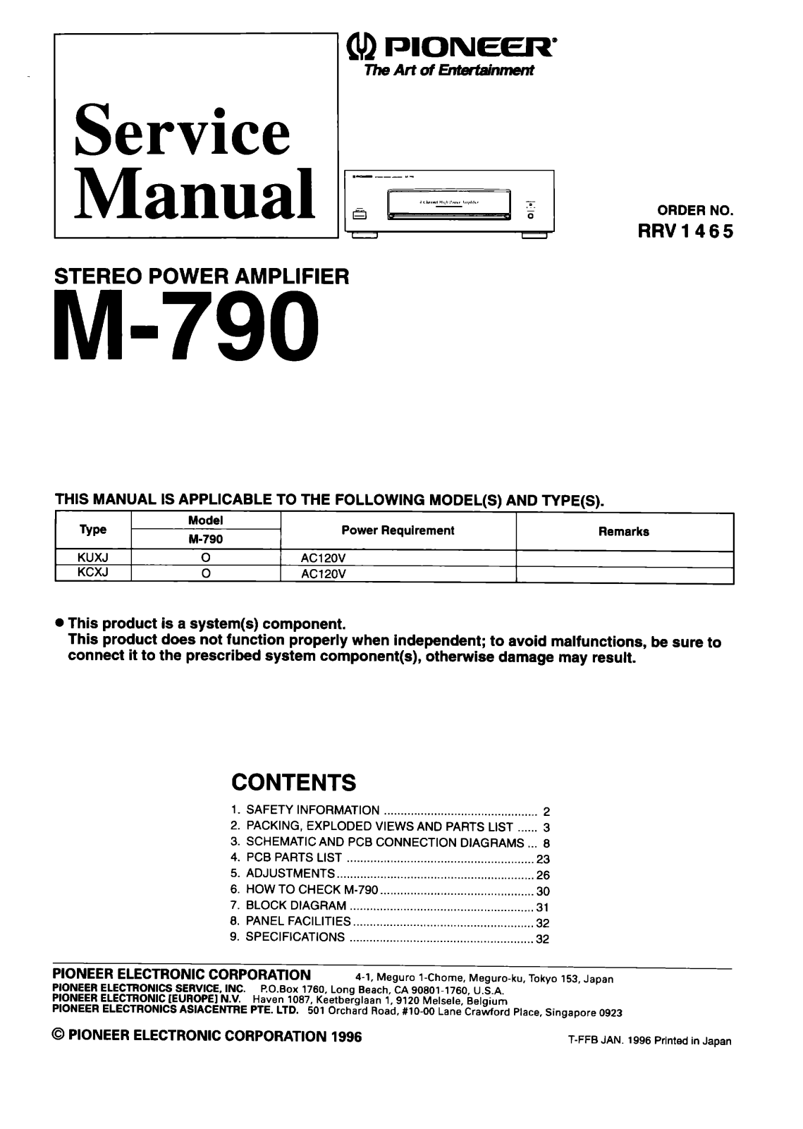 Pioneer CX4000, M4000 Schematic