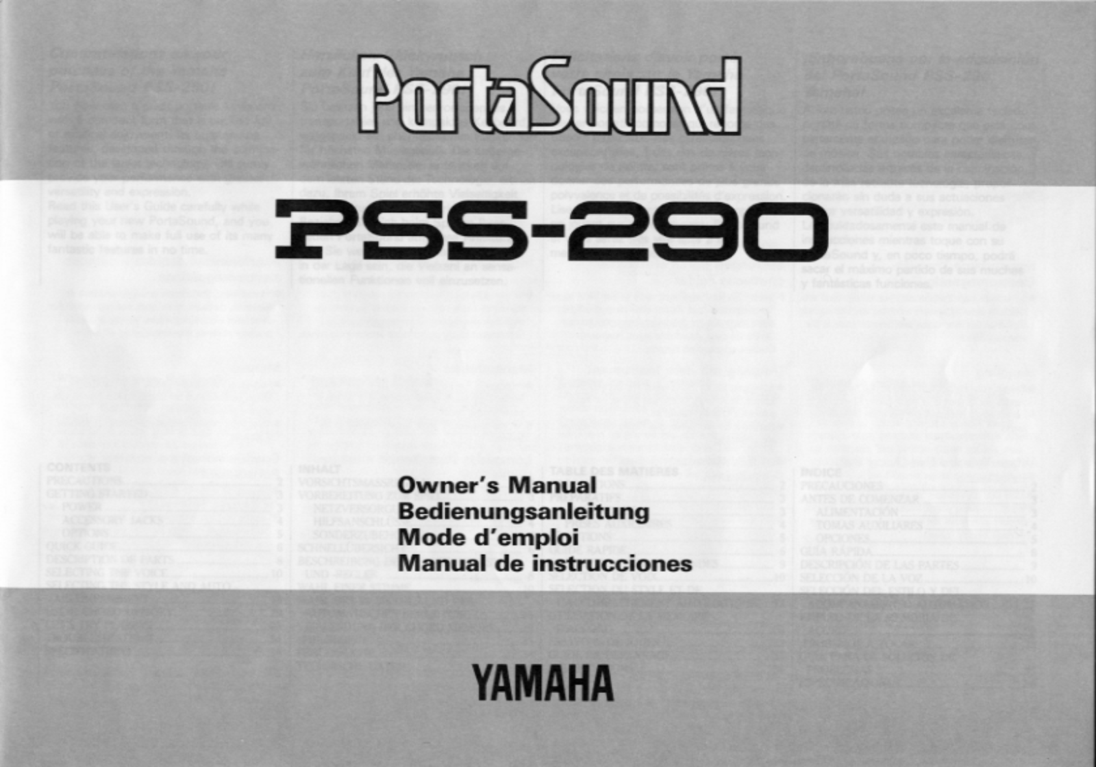 Yamaha PSS290, PSS290E User Manual