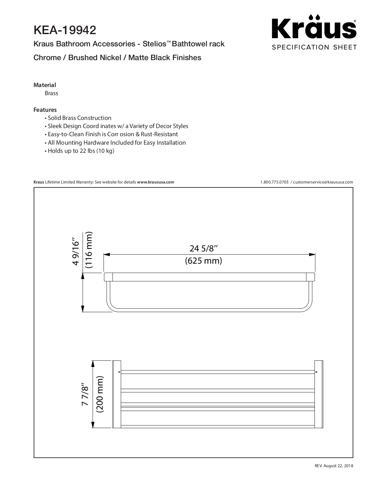 Kraus KEA19942MB Specs