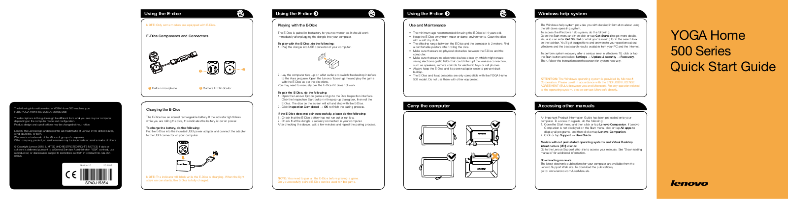 Lenovo Yoga Home 500 Series Quick Start Guide