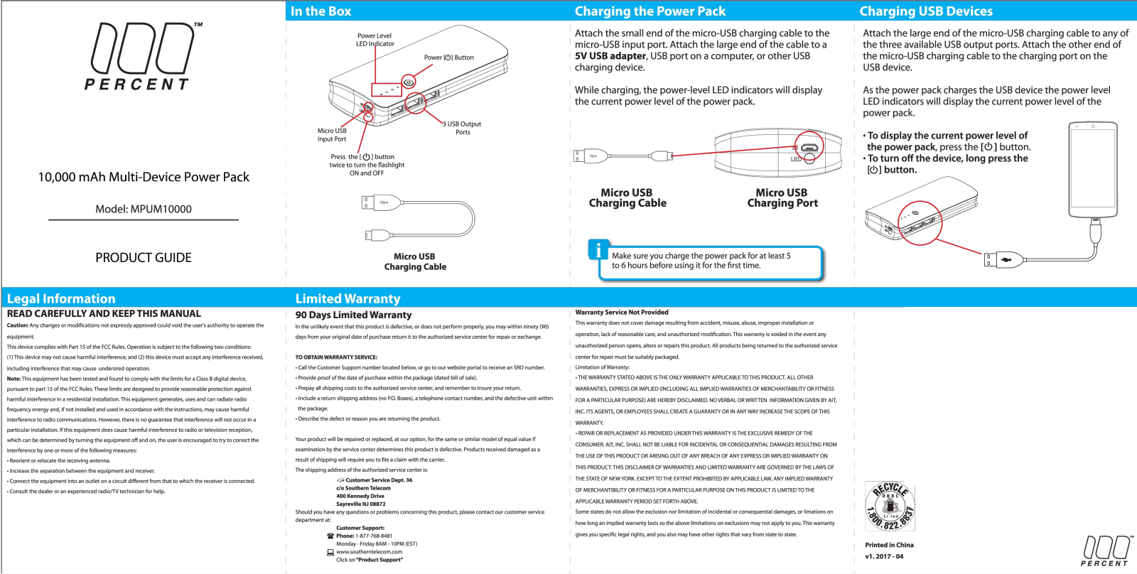 100 Percent MPUM10000 User Manual