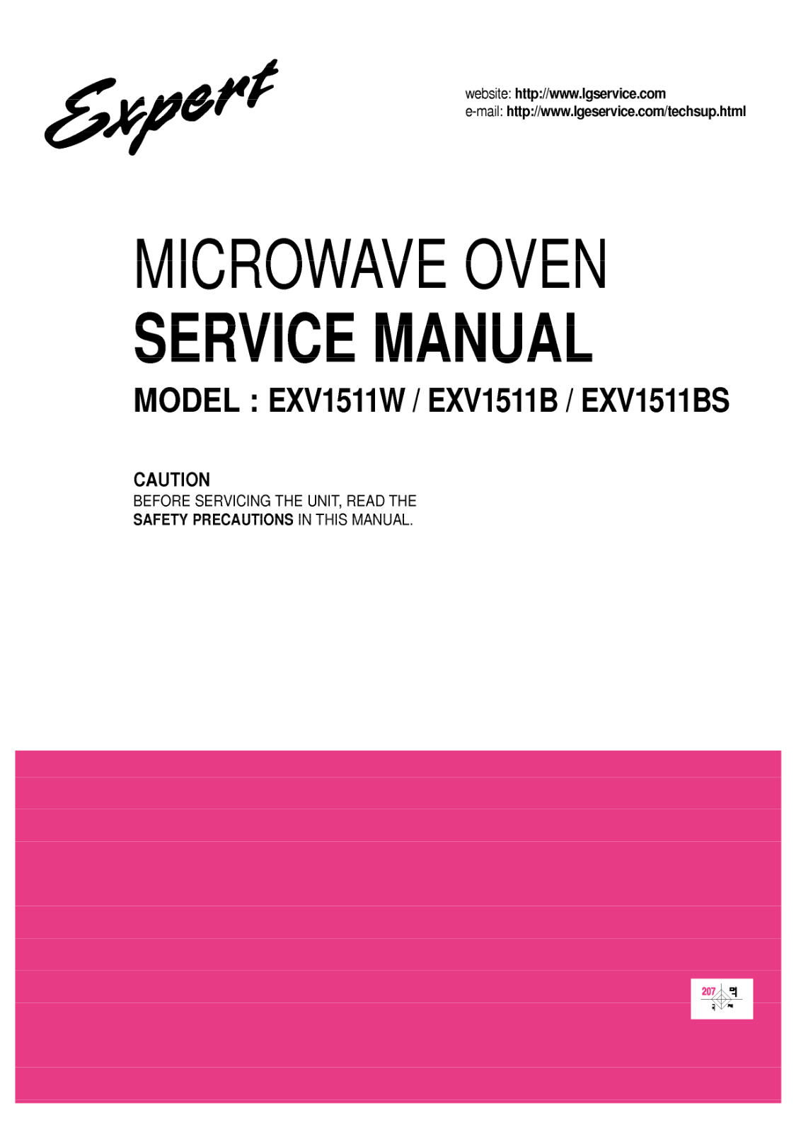 Lg Exv1511bs Service Manual