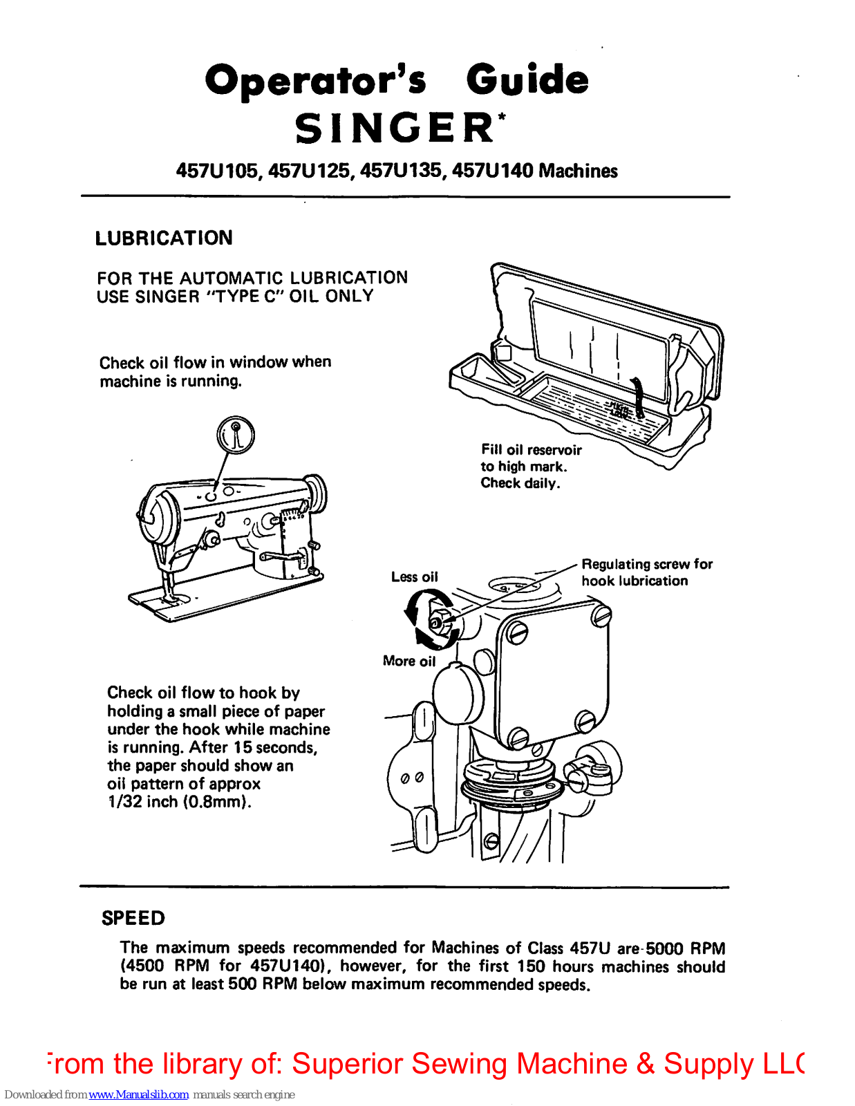 Singer 457u105, 457e140 Operator's Manual - ManualMachine.com