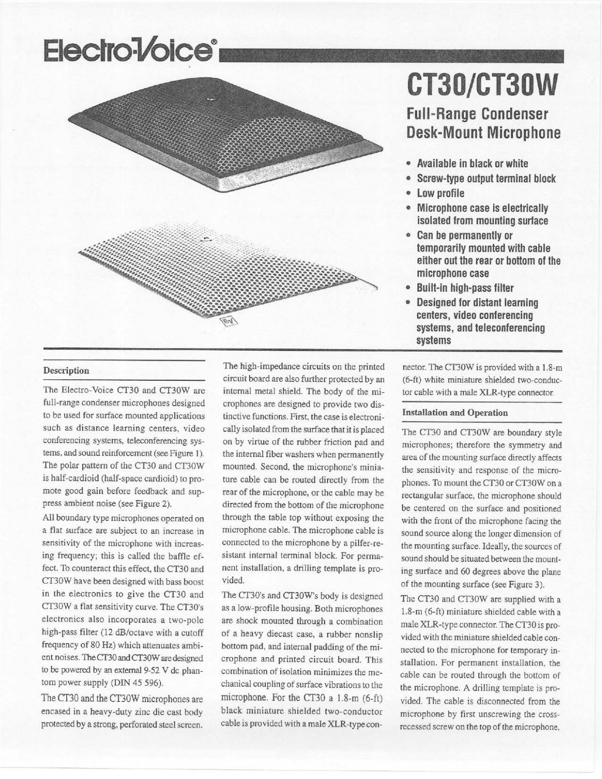 Electro-Voice CT30W, CT30 User Manual