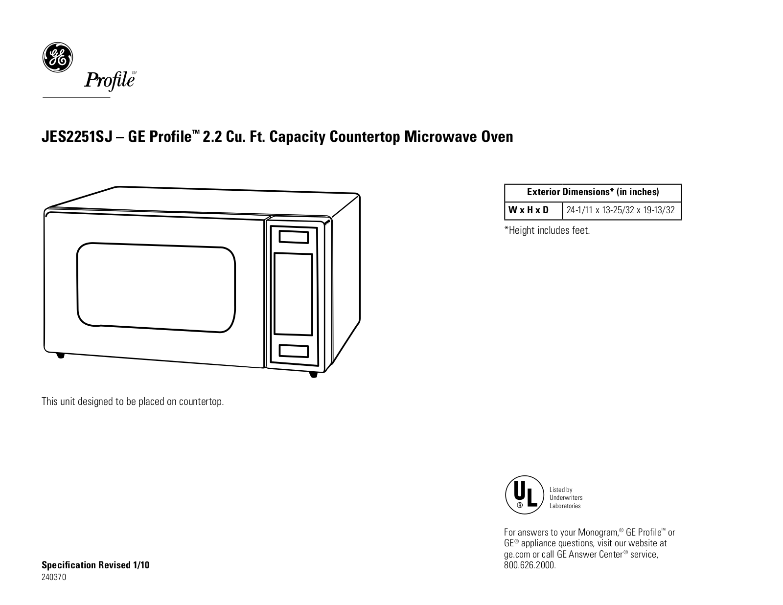 GE JES2251SJ User Manual