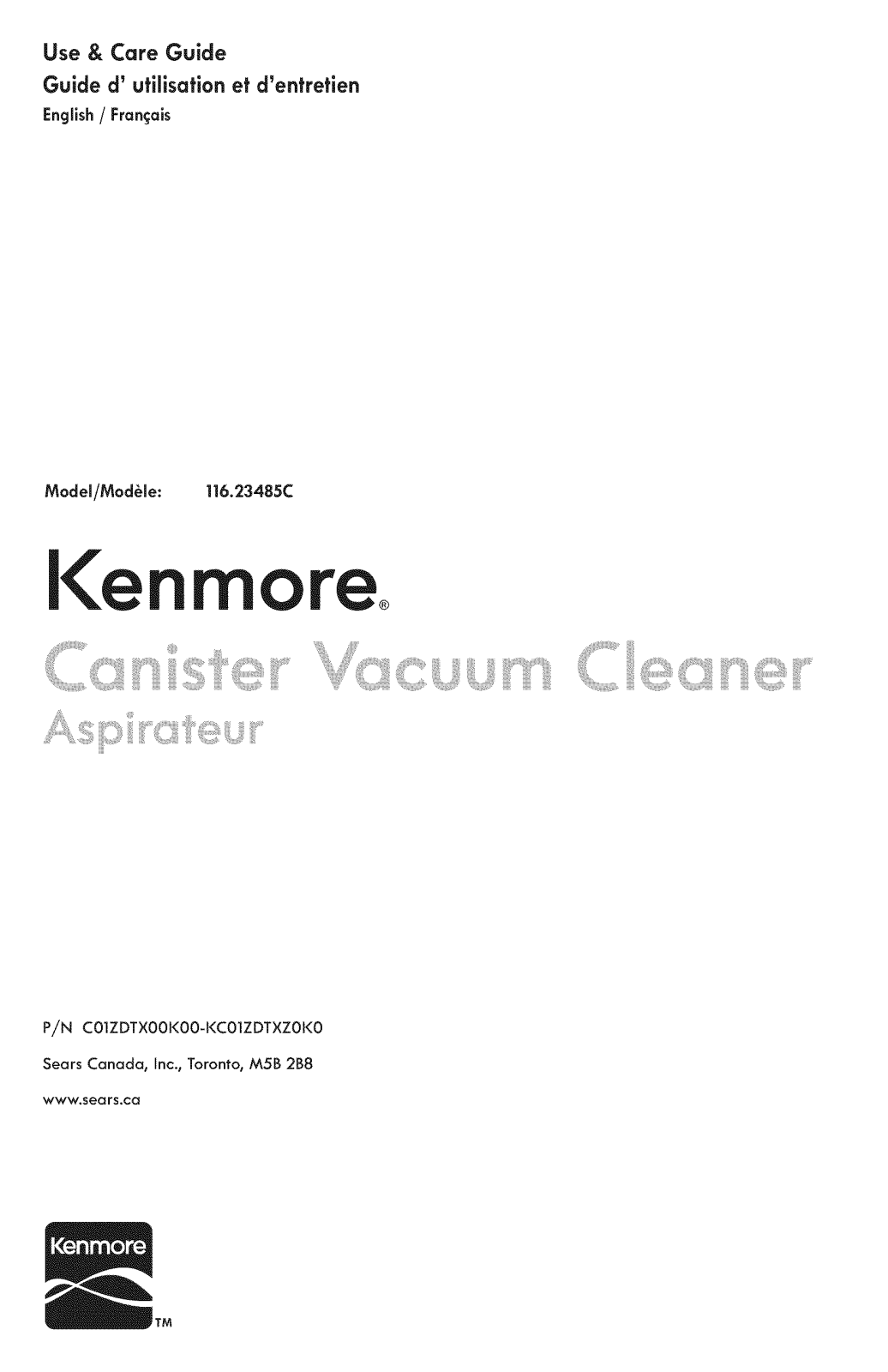 Kenmore 11653485111C, 11623485111C Owner’s Manual