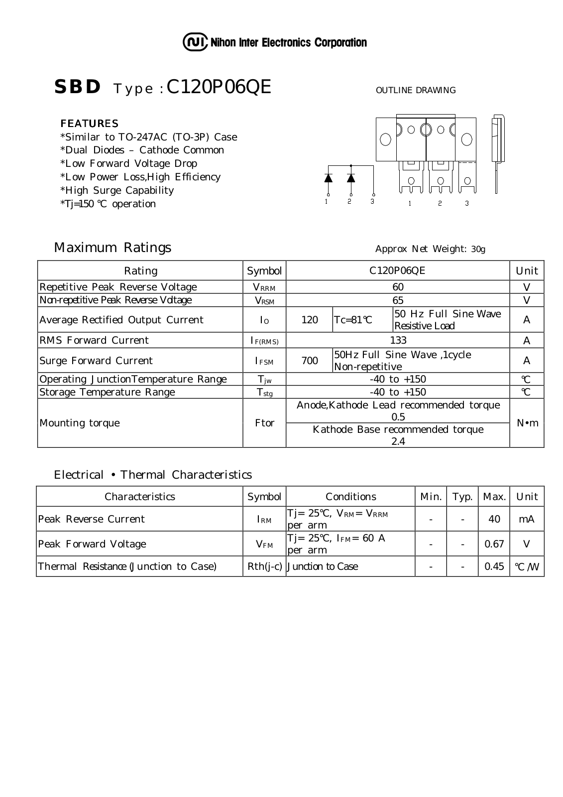 Datasheet C120P06QE Datasheet (NIHON) - ManualMachine.com