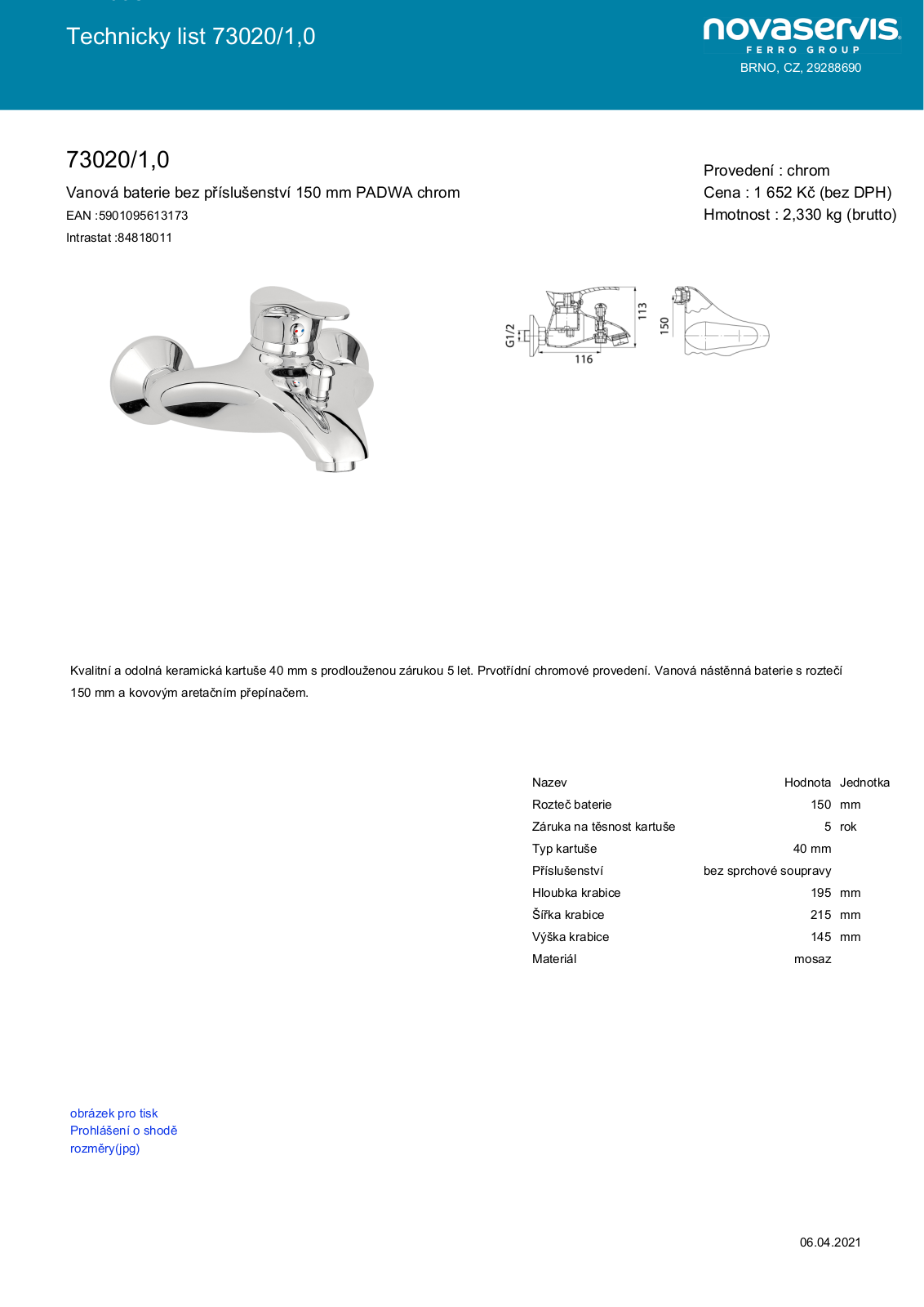 Novaservis 73020/1.0 User guide - ManualMachine.com