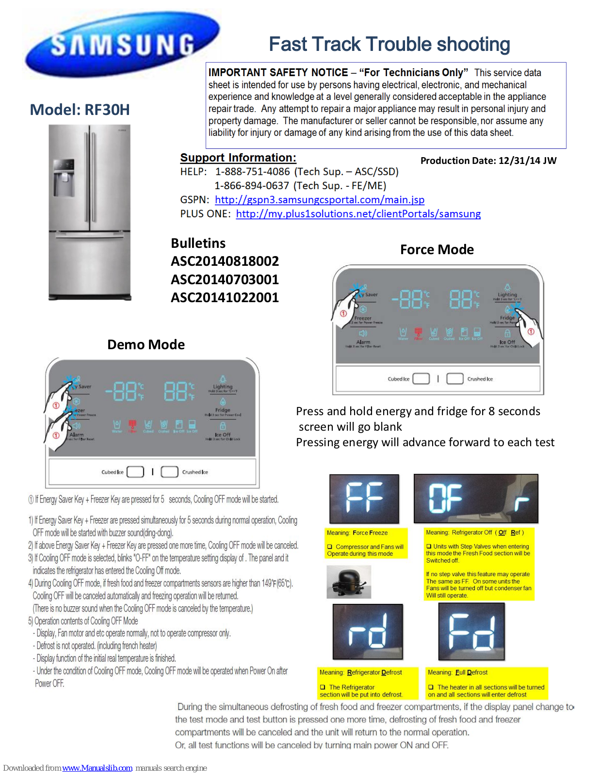 Samsung RF30H Fast Track Troubleshooting