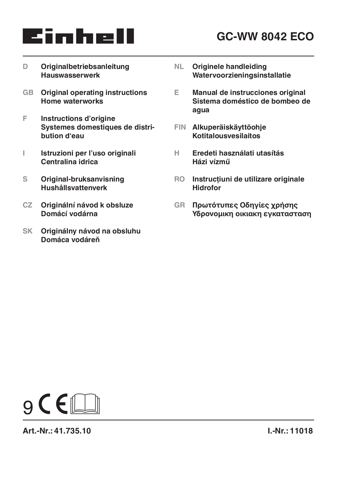 Einhell GC-WW 8042 ECO operation manual