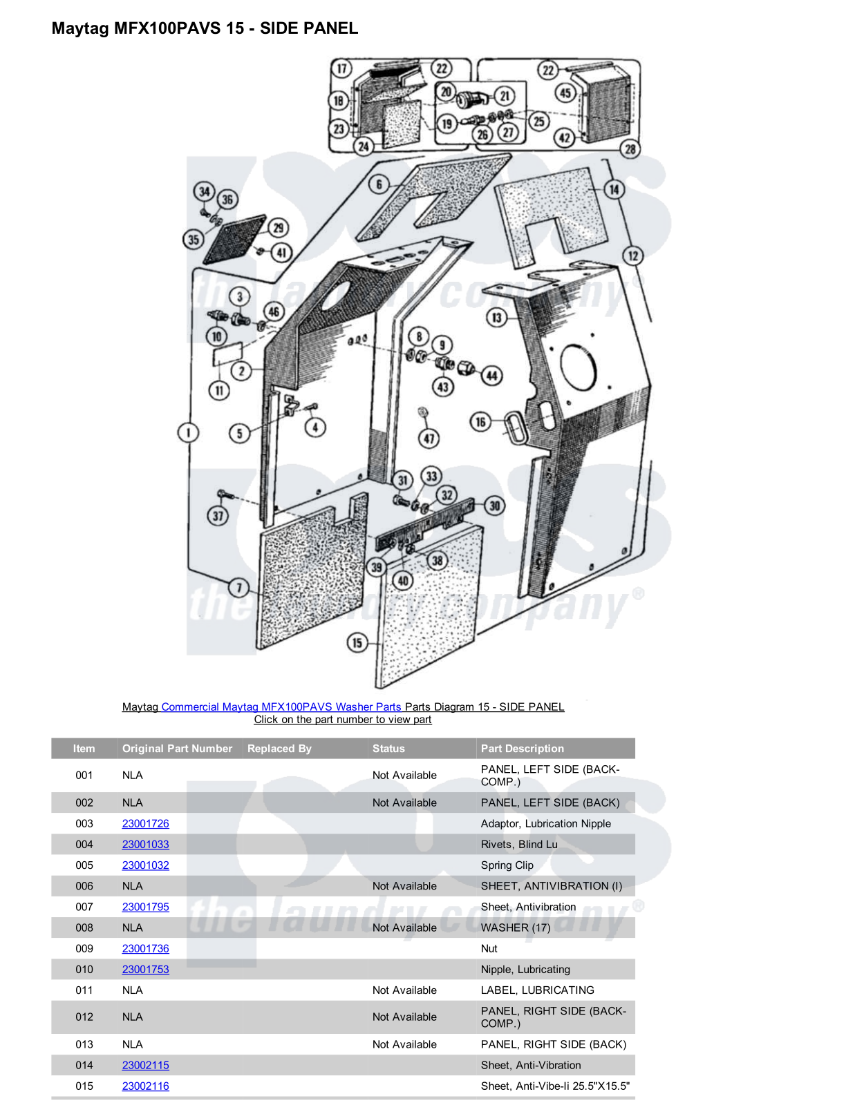 Maytag MFX100PAVS Parts Diagram