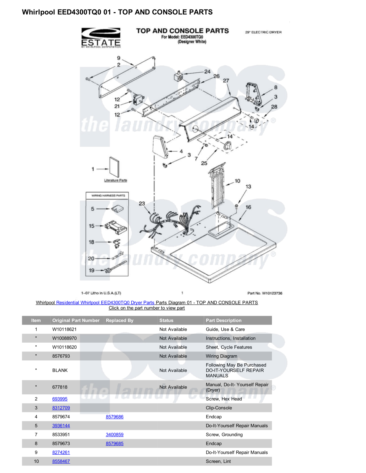 Whirlpool EED4300TQ0 Parts Diagram