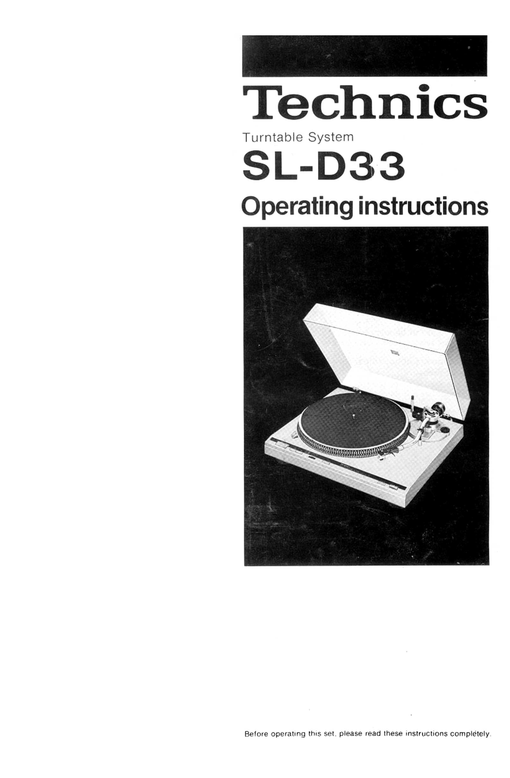Technics SL-D-33 Service Manual