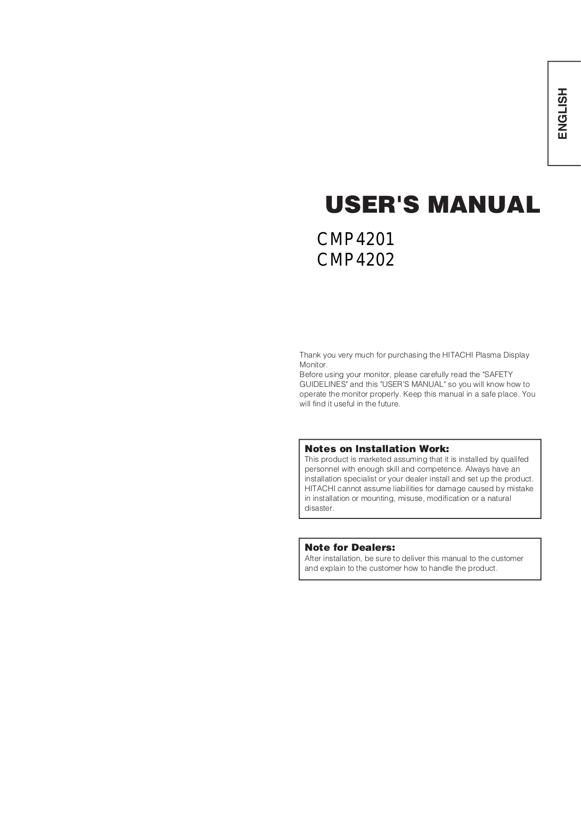 Hitachi CMP4201U Owner's Manual