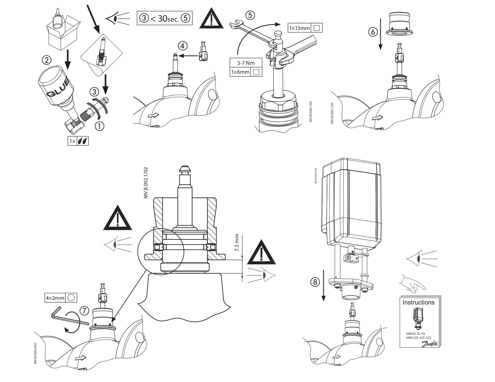 Danfoss AMV(E) 55, AMV(E) 56, AMV 323, AMV 423, AMV 523 Installation guide