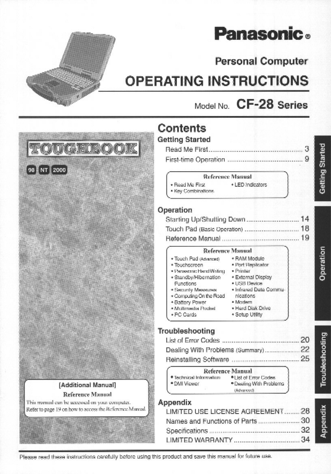 PANASONIC Toughbook CF-28 User Manual