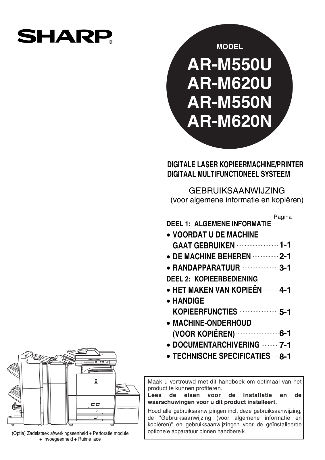 Sharp AR-M550U, AR-M620U, AR-M550N, AR-M620N User Manual