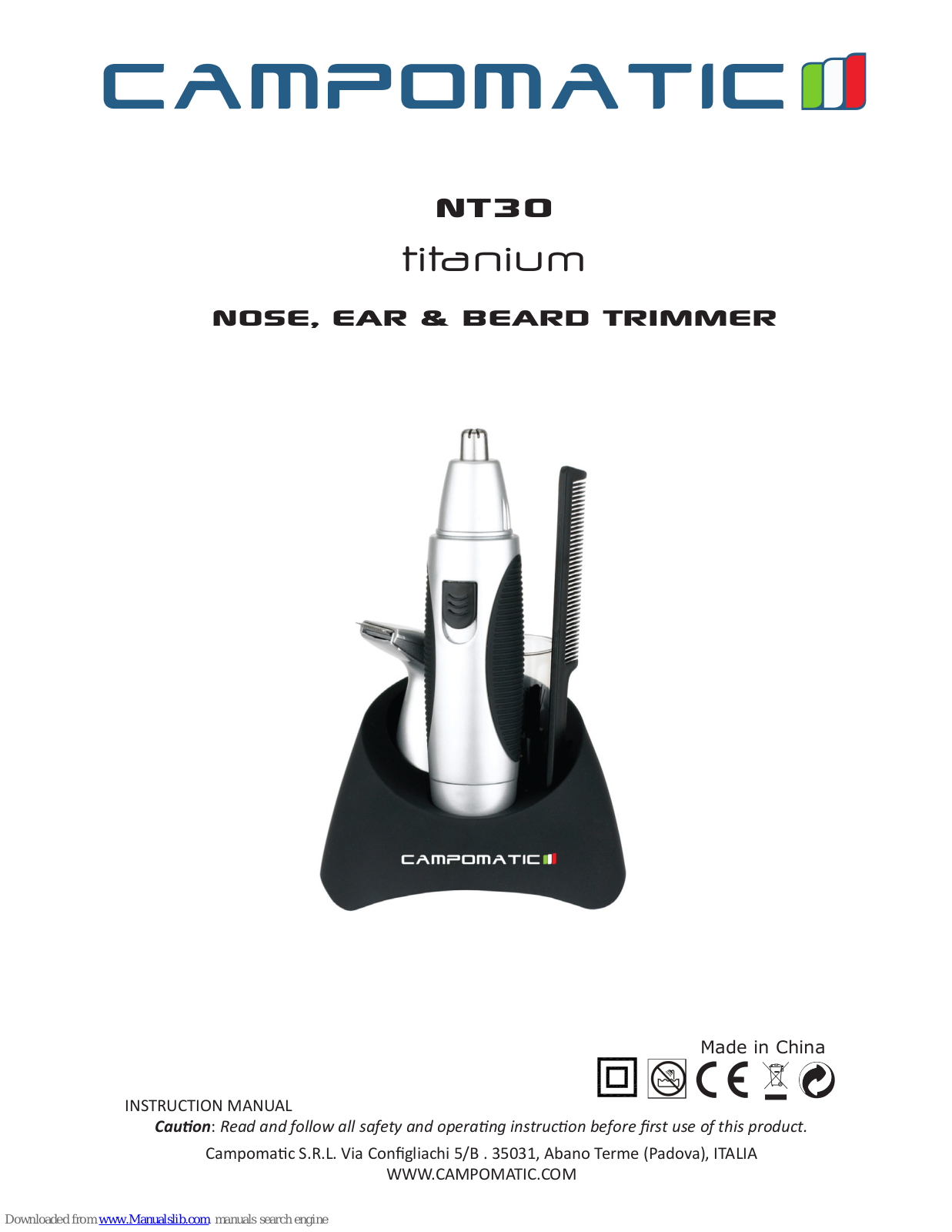 Campomatic NT30 titanium Instruction Manual - ManualMachine.com