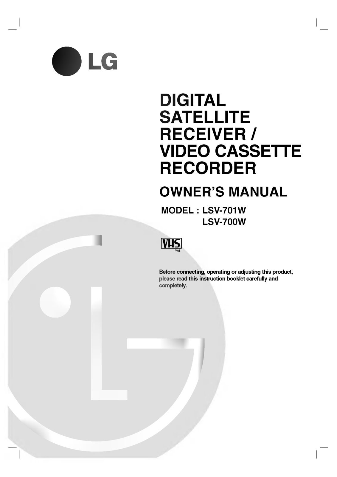 LG LSV-701W1 Owner’s Manual