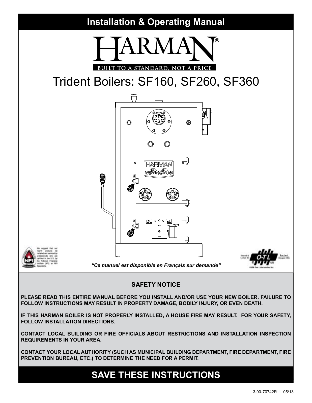 Harman Stove Company SF160 User Manual