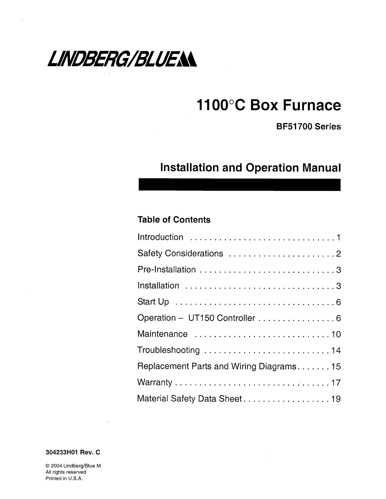 Thermo Scientific Lindberg BF51766C, BF51748C, BF51794C Instruction Manual