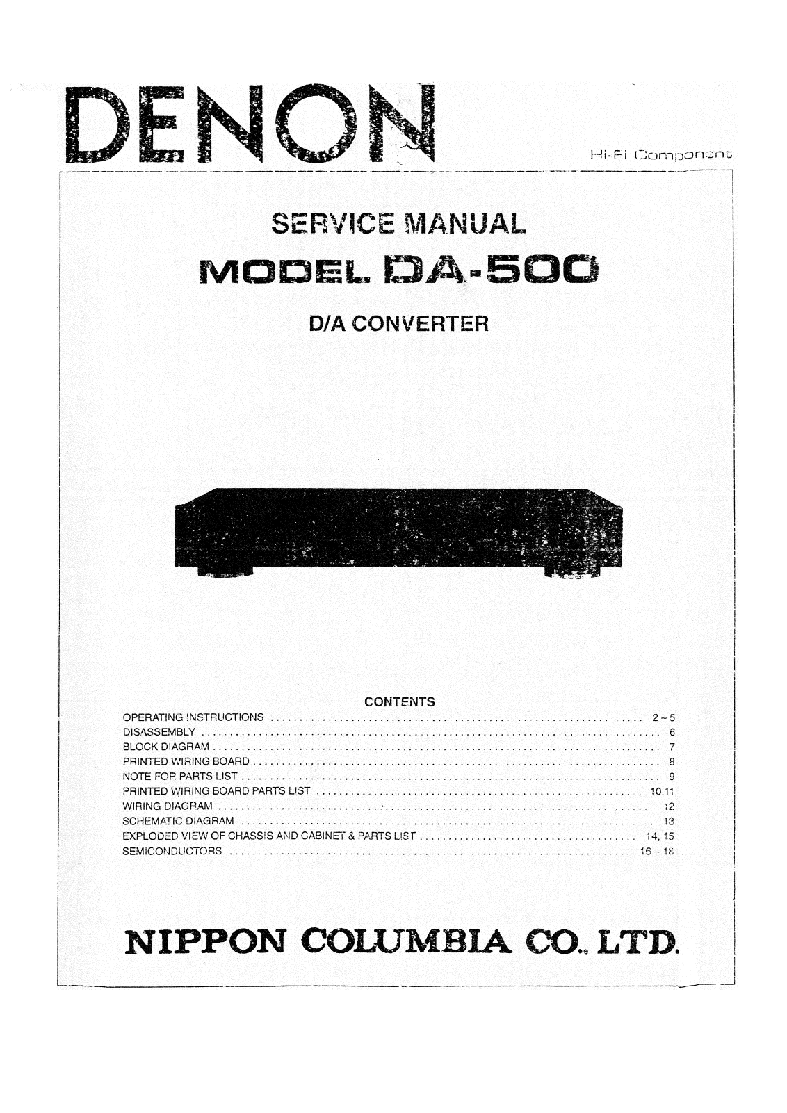 Denon DA-500 Service Manual