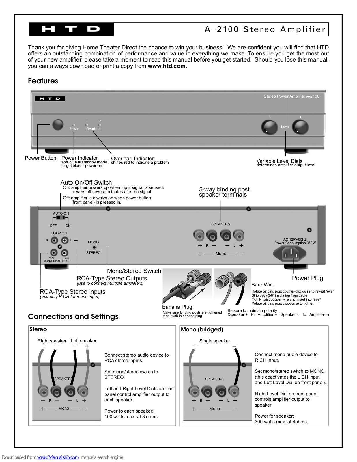 HTD A-2100 Quick Manual - ManualMachine.com