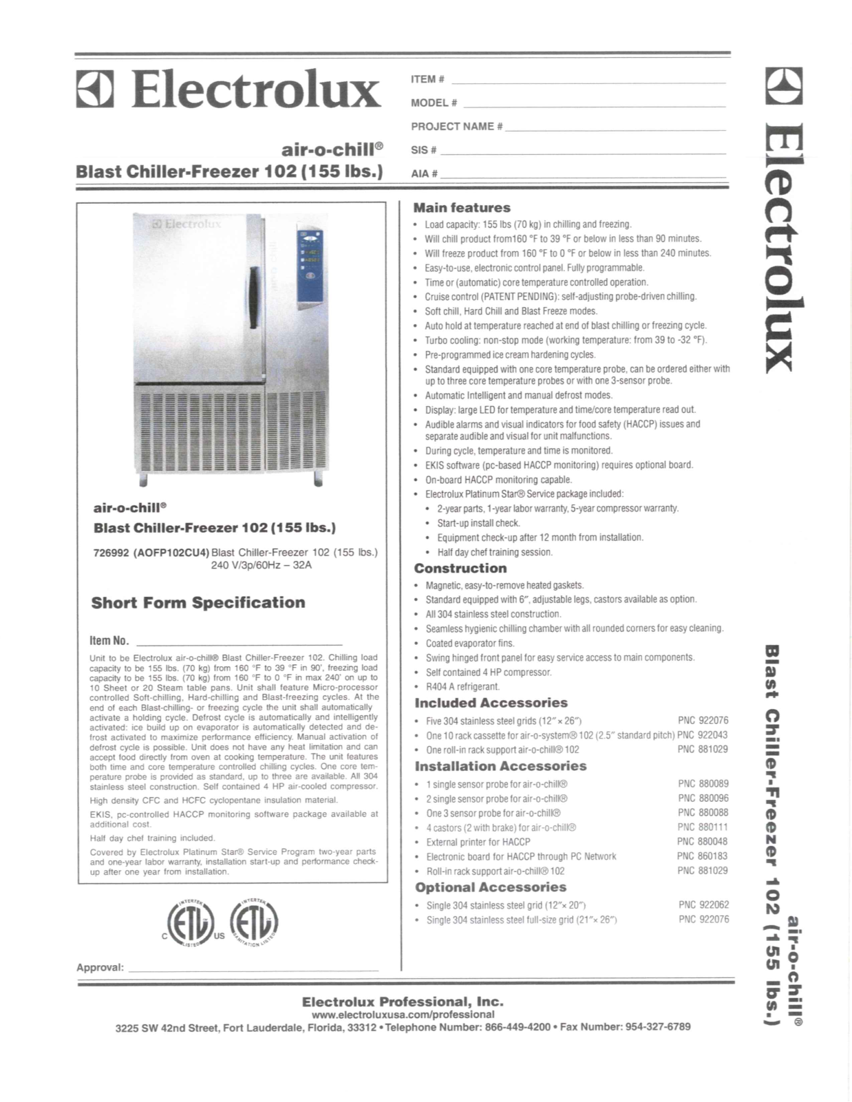 Electrolux 726992(AOFP102CU4) General Manual