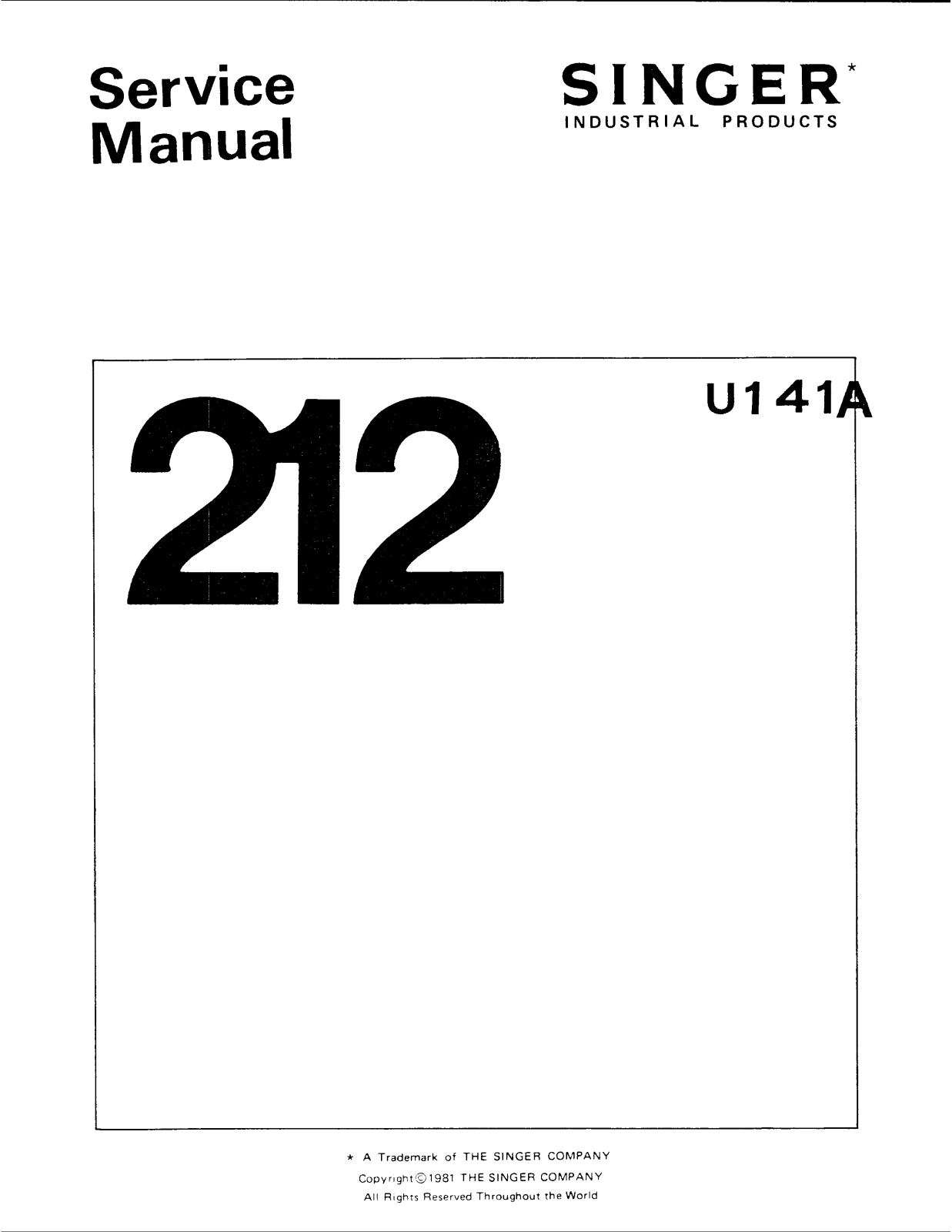 Singer U141A User Manual