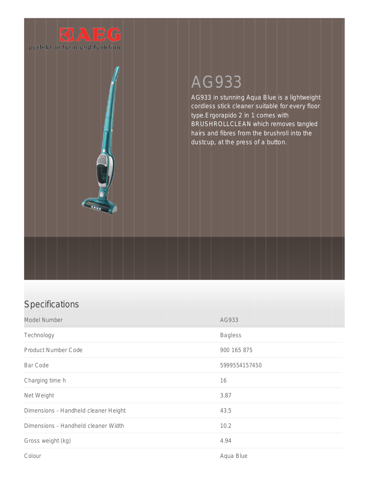 AEG AG932 User Manual