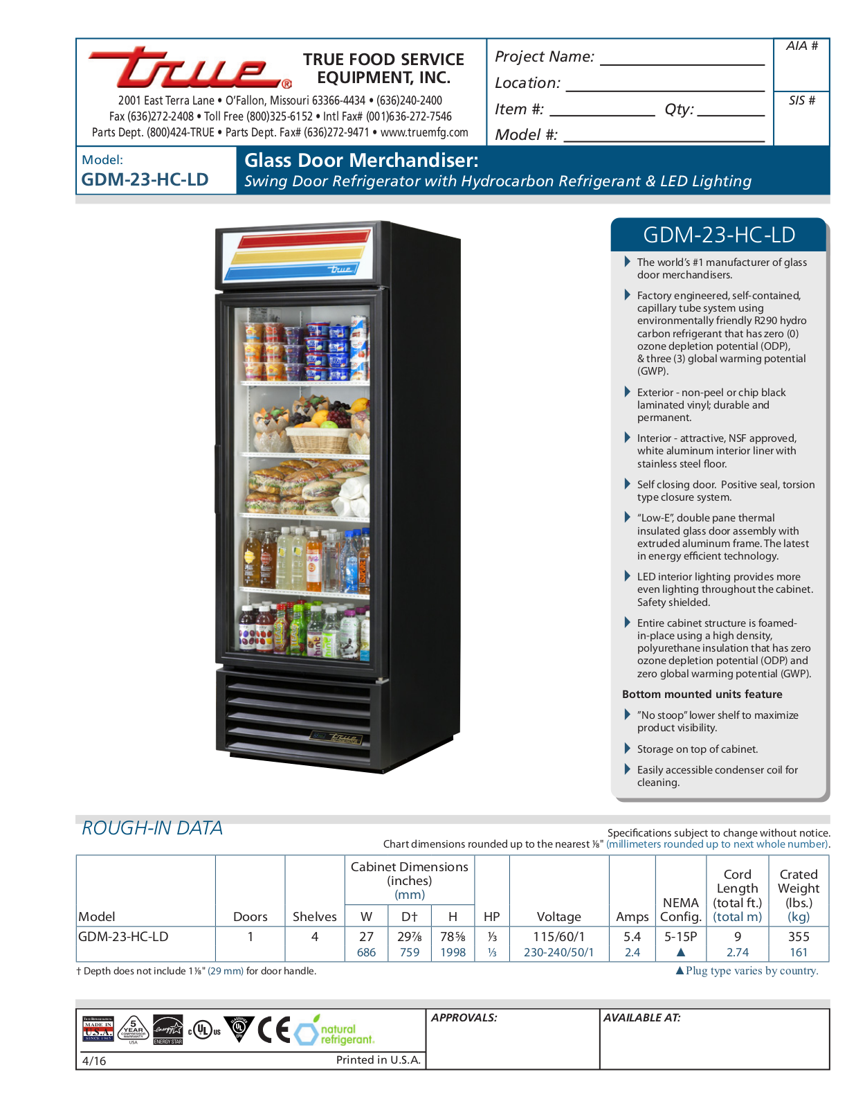 True GDM-23-HC-LD User Manual