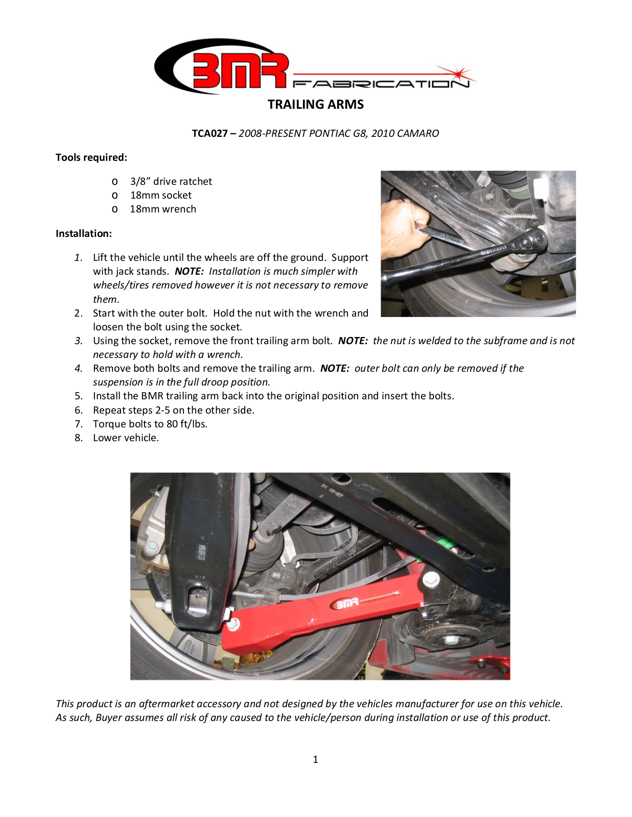 BMR Suspension TCA027 User Manual