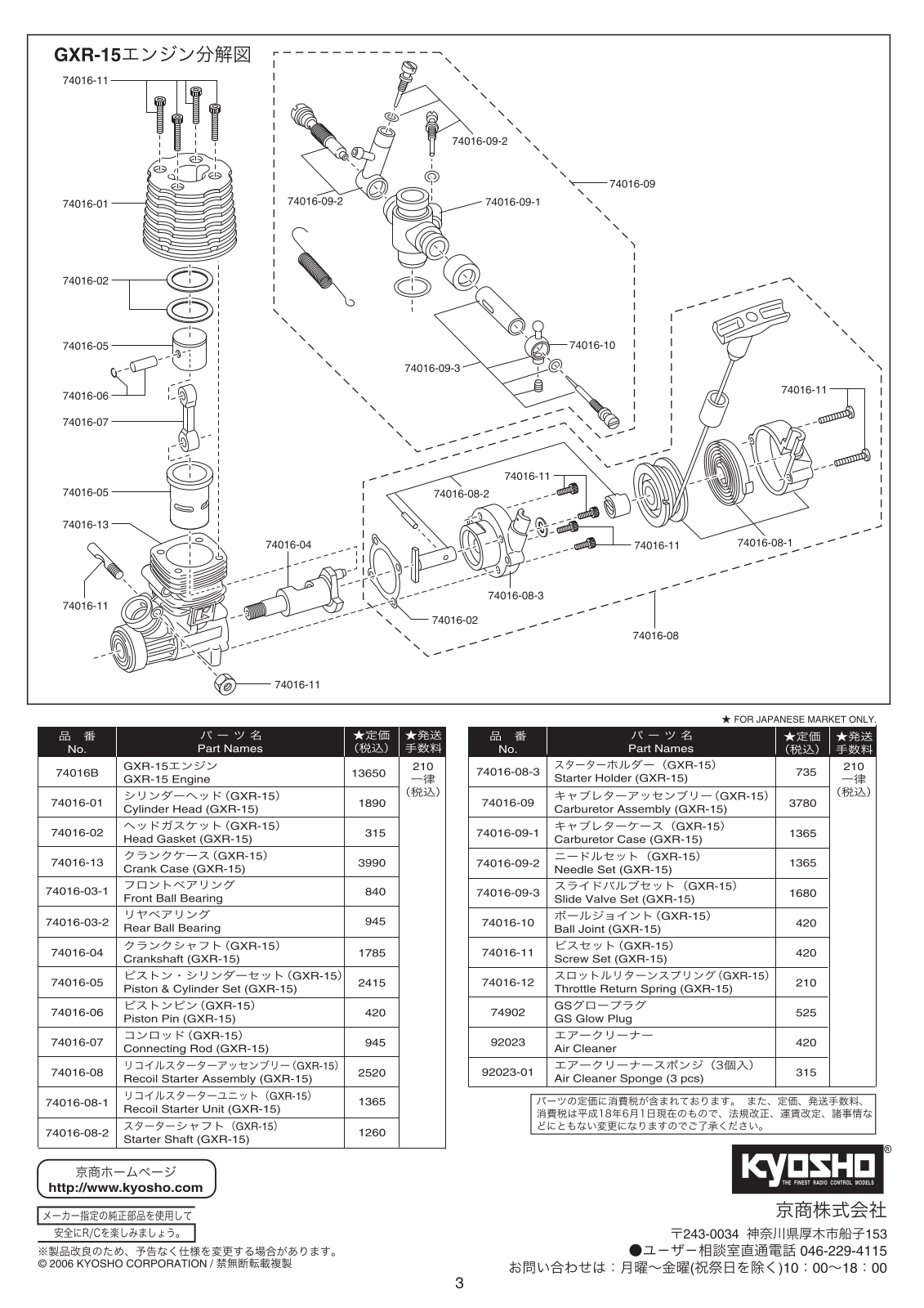 Kyosho GXR-15 User Manual