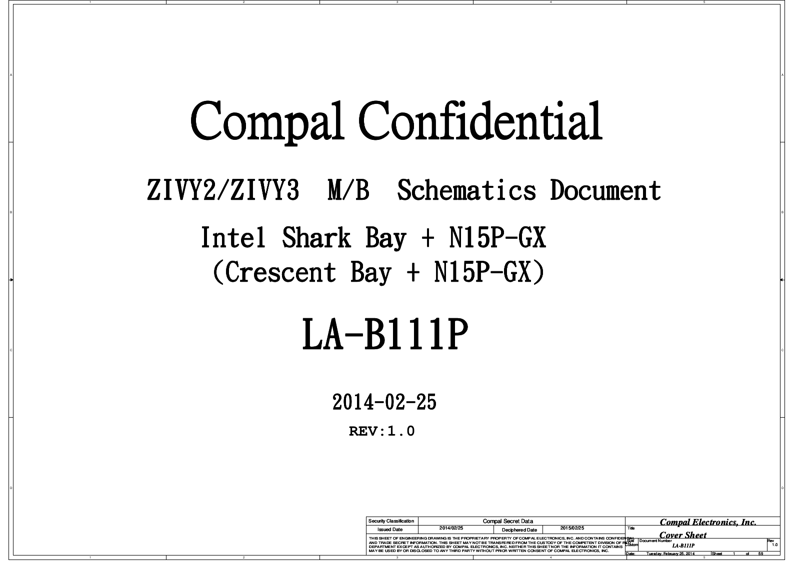 Compal LA-B111P ZIVY2, Y50-70, LA-B111P ZIVY3 Schematic