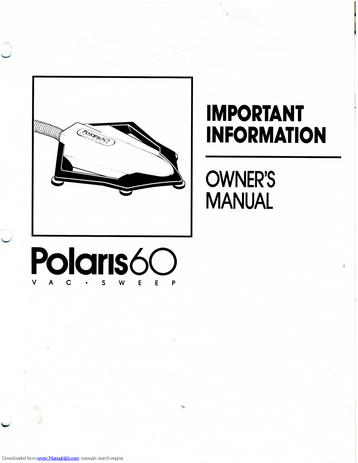 Polaris Vac-Sweep 60 Owner's Manual