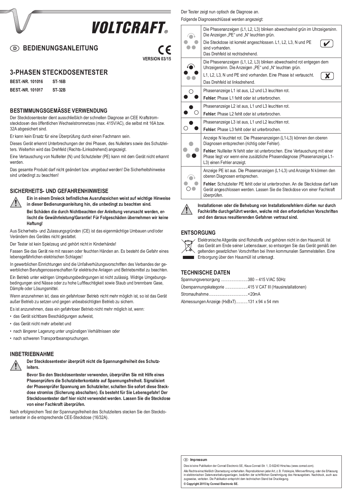 VOLTCRAFT ST-32B, ST-16B User guide