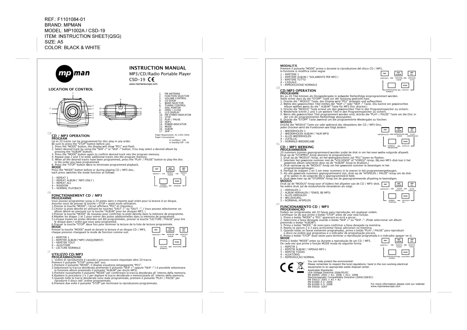 MPMAN CSD19 User Manual