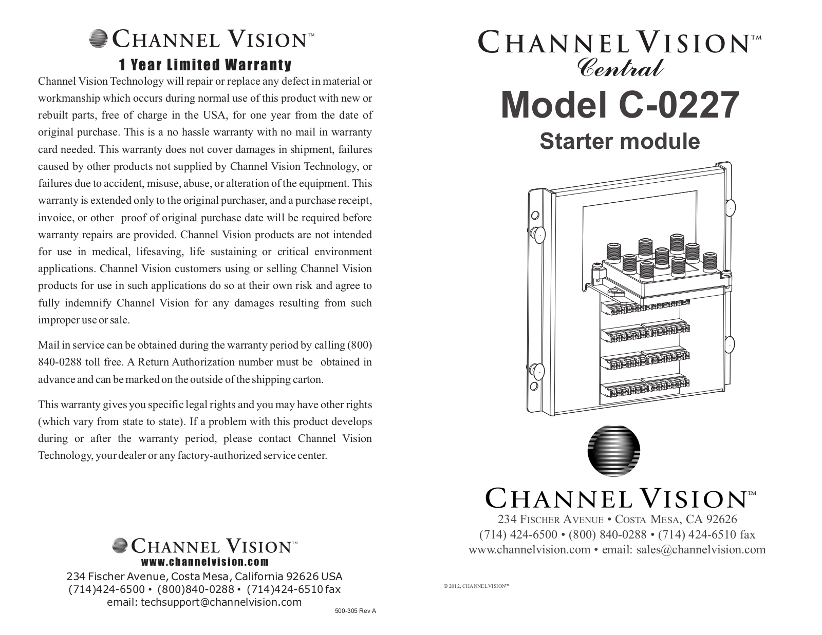 Channel Vision C-0227 User Manual