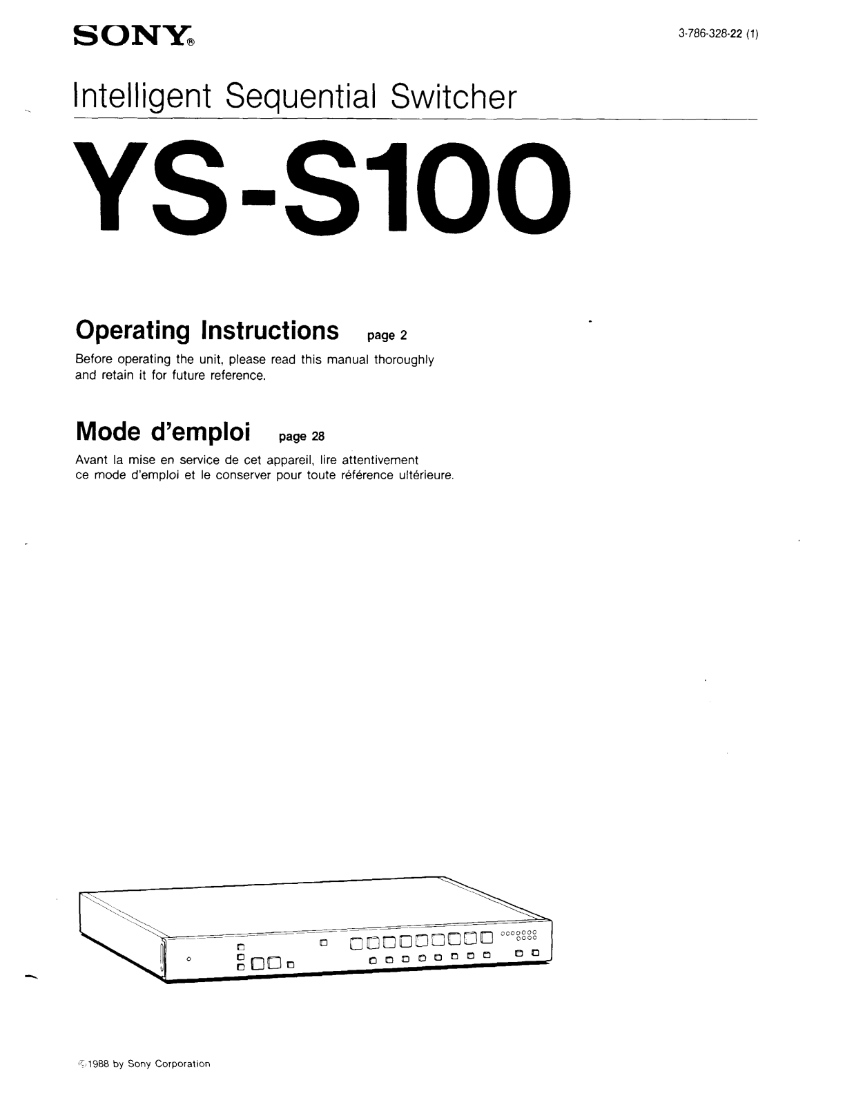 Sony YS-S100 User Manual