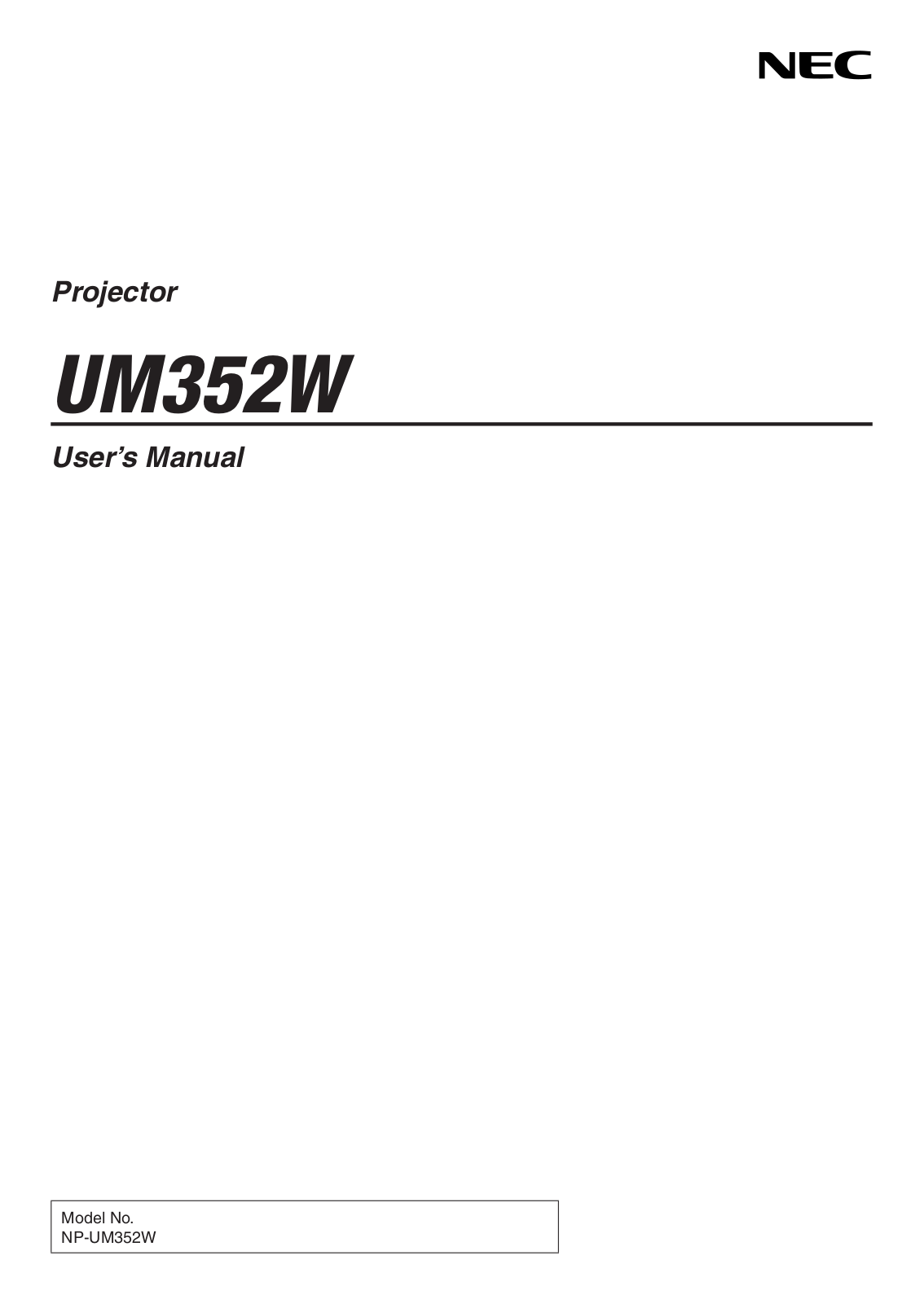 NEC UM352W-WK, UM352W-TM, UM352W User Manual