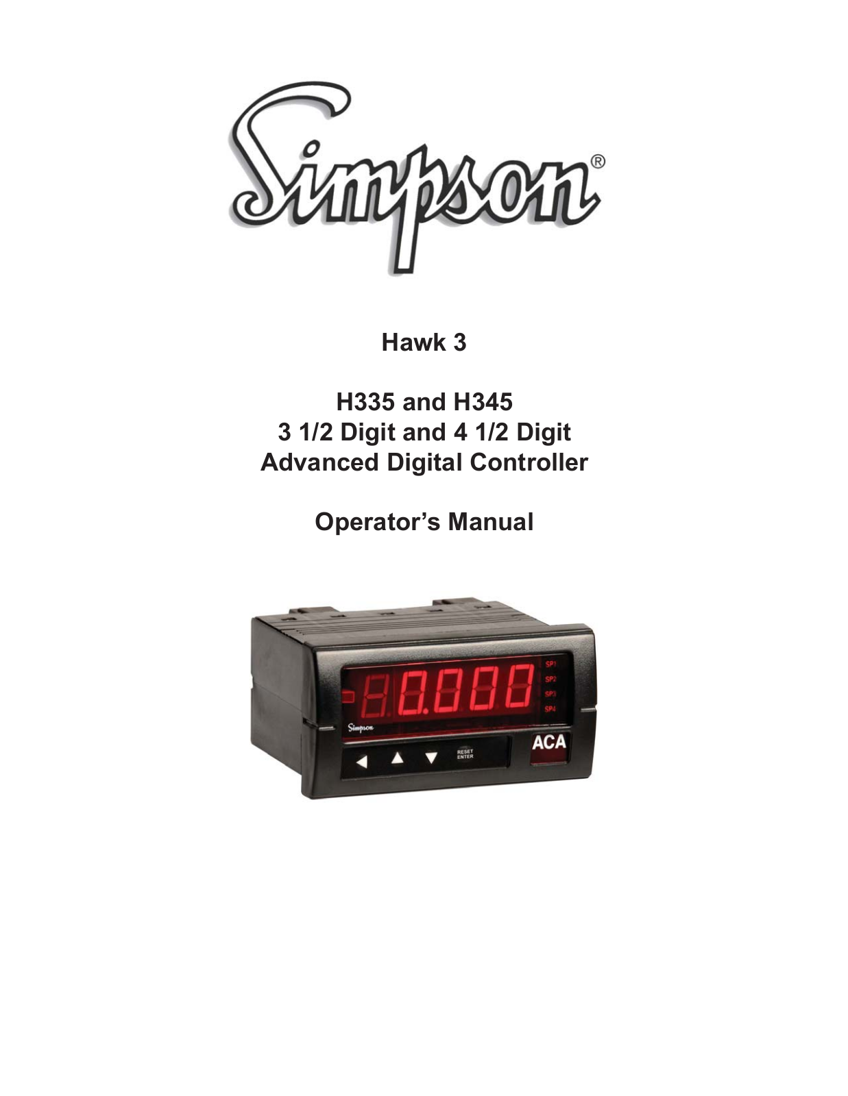 Simpson Electric H335, H345 Operation Manual